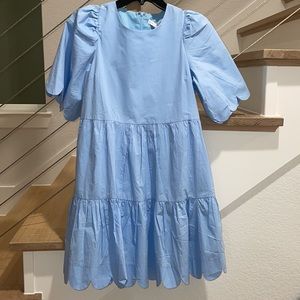 English Factory scalloped mini dress in powder blue